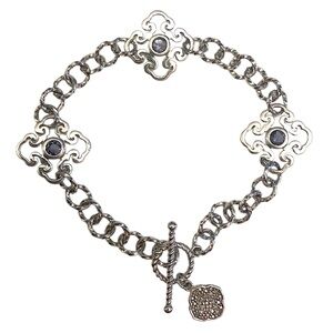 Trefoil Sterling Silver Amethyst  Bracelet 925